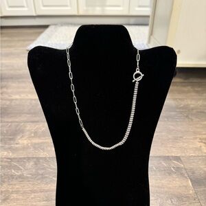 Stainless Steel and Crystal Necklace NEW